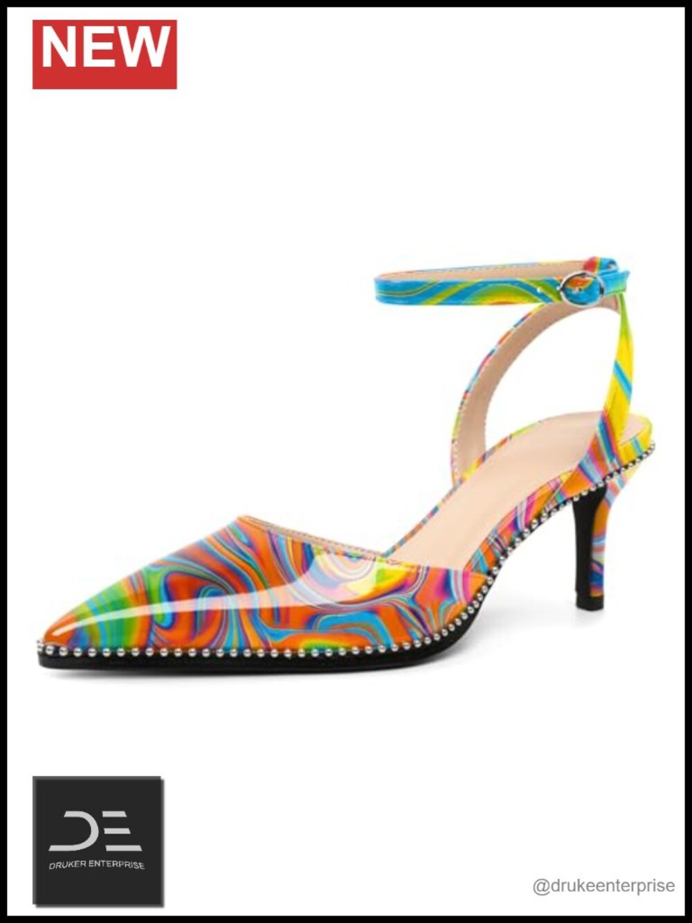 Kitten Heels for Women Low Heel Ankle Strap Pointed Toe Wedding Party Dress
